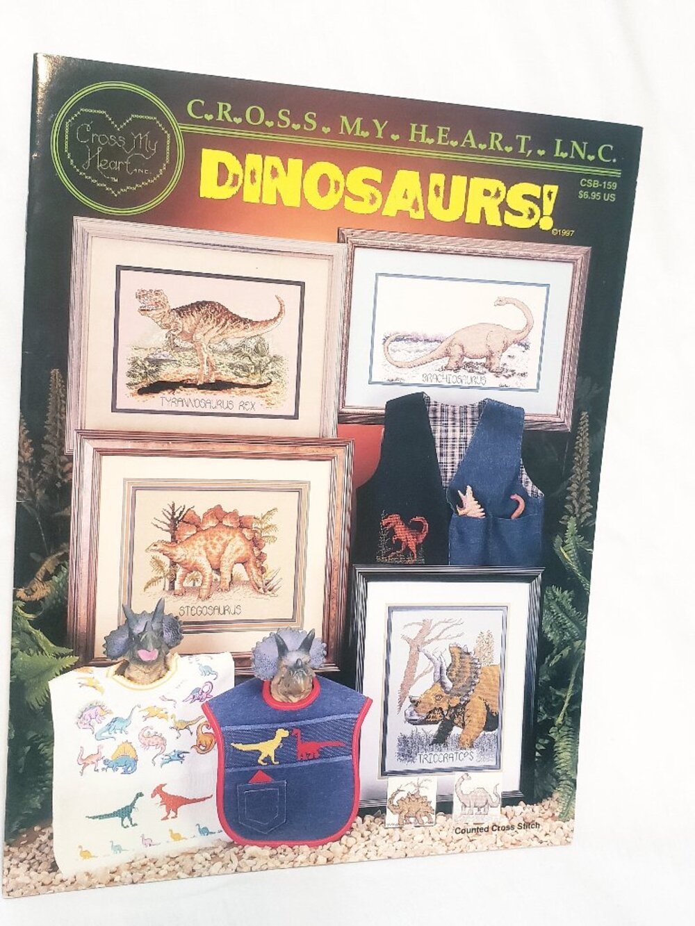 Dinosaurs Cross Stitch Leaflet 1997 Cross My Heart CSB159 Velociraptor